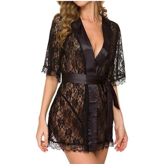 Lencería sexy para mujer, camisón babydoll, ropa interior, abrigo de encaje, bragas.