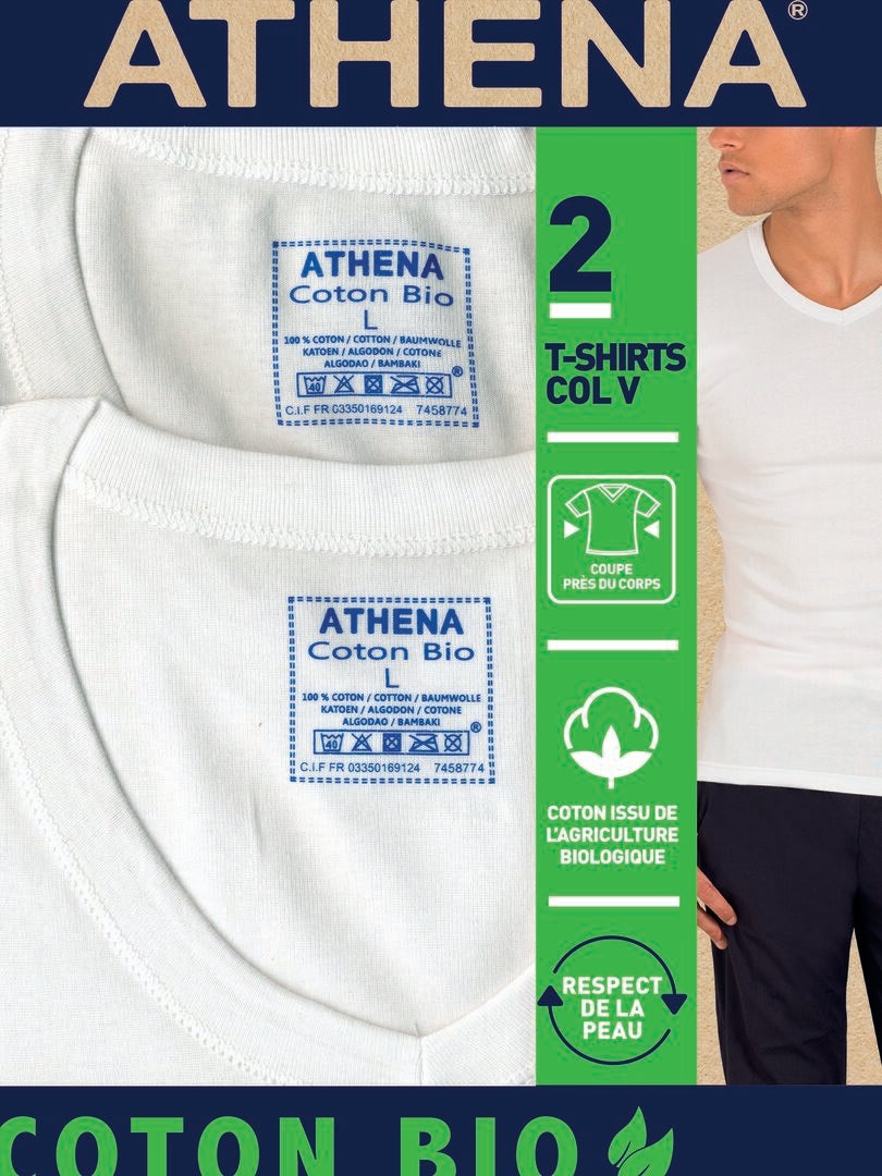 Zestaw 2 bawełnianych koszulek „Athena” – BIAŁY