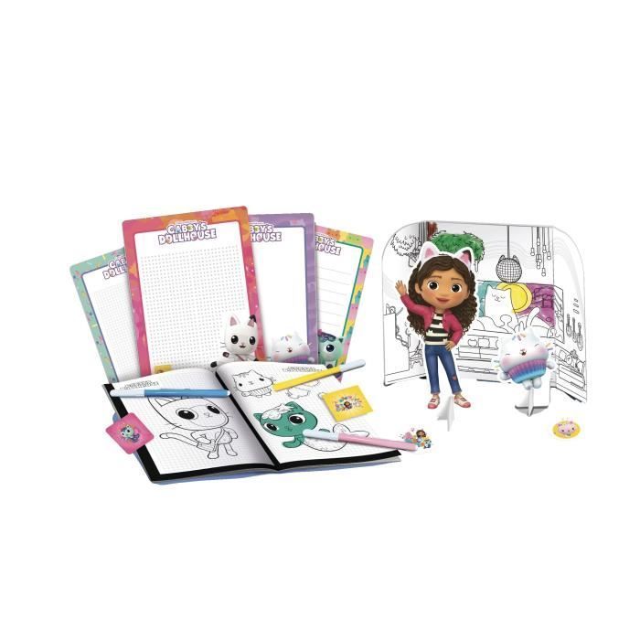 École de dessin - LISCIANI - Gabby’s Dollhouse - Sac à dos créatif - Ardoises et autocollants - Portable et pratique