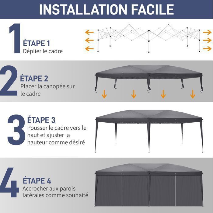 3x6m Waterproof and Stable Folding Gazebo, Outdoor Garden Gazebo with UV Protection, Carry Bag - Grey