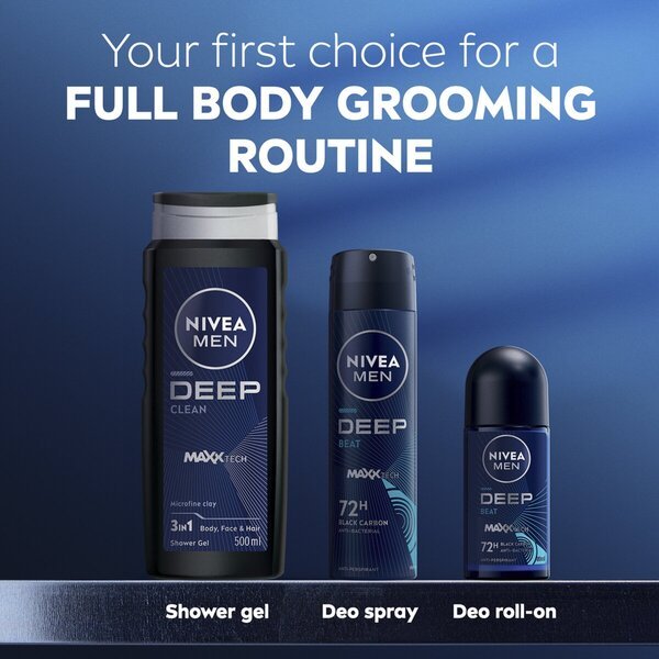 Nivea Men Deep Black Carbon Beat antiperspiračný roll-on 50 ml