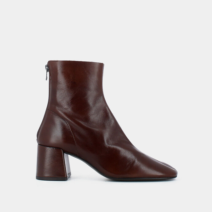 Bottines à talons  en cuir vieilli marron