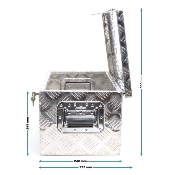Cassetta portautensili in alluminio XPOtool per camion – 60 x 25 x 30 cm – Impermeabile con serratura, 2 chiavi e coperchio sporgente – Cassetta portautensili