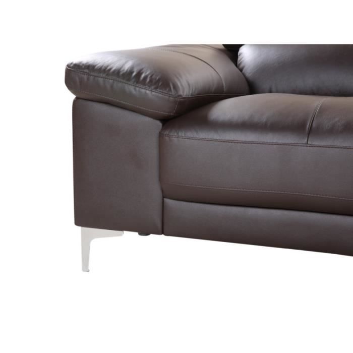 Canapé 2 places en cuir - VENTE-UNIQUE - SOLANGE - Contemporain - Design - Marron