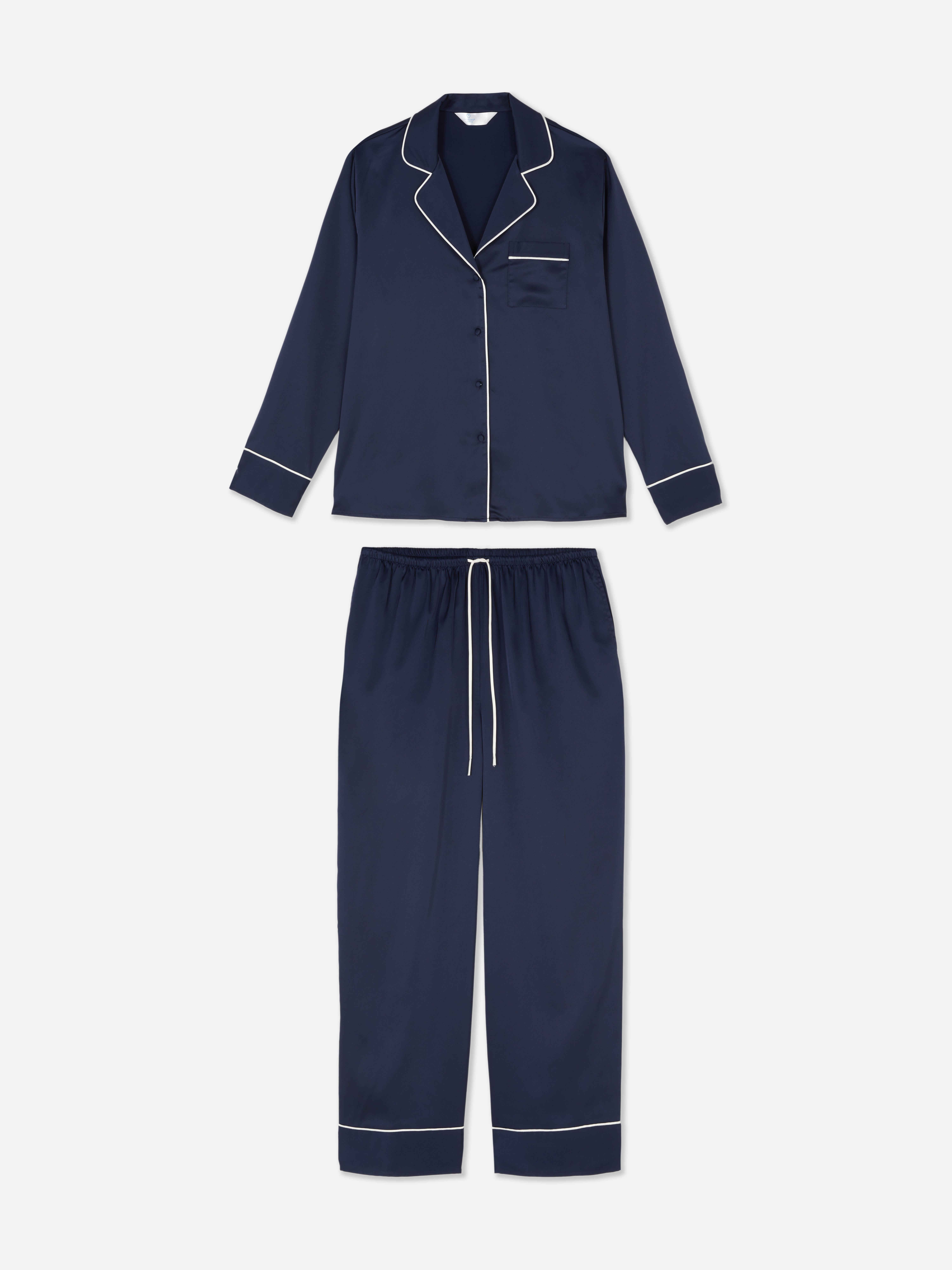 Set de pijamale din satin cu mânecă lungă Simțiți luxul pijamalelor noastre din satin cu mânecă lungă