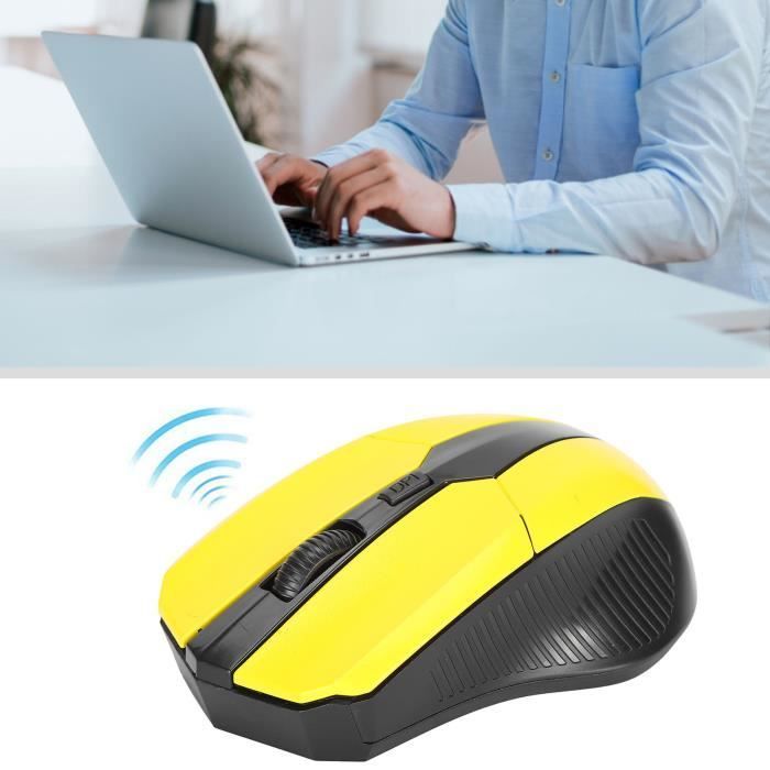 Ratón de ordenador - VVIKIZY - Mini ratón ergonómico con cable - 2,4 GHz - Óptico - Amarillo