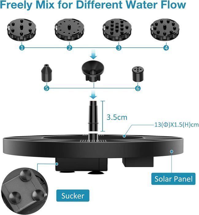 Actualización de fuente solar 2022: Bomba solar para estanque con 6 efectos, bomba de agua solar, bomba multicolor.