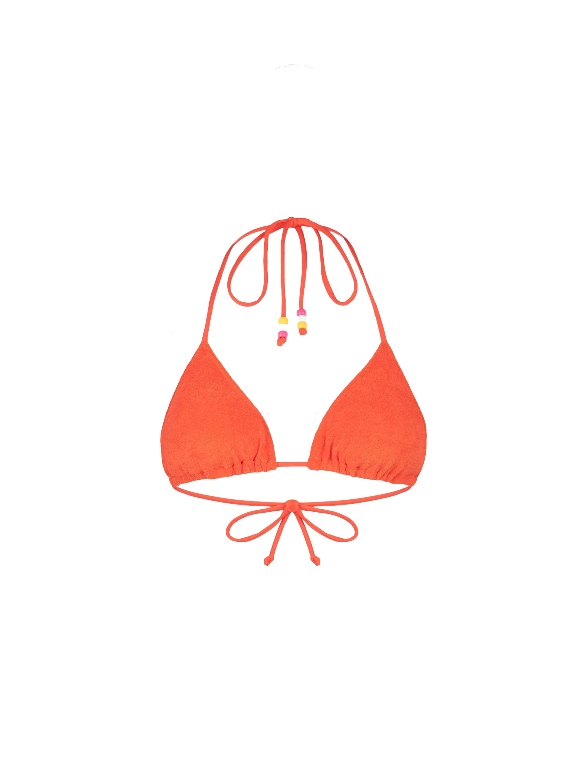 Traje de baño triangular de esponja naranja para mujer con adornos.