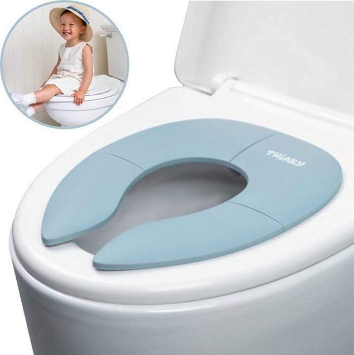 Twinky® Réducteur de Toilette Enfant | Bleu | Pliable & Réglable | Antidérapant | Confort Moelleux | Propreté Facile