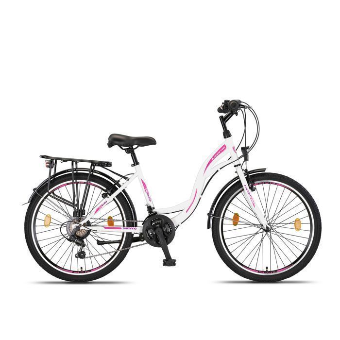 Licorne Bike Stella Premium Vélo de Ville – Vélo Hollandais Confortable,  (Blanc 24)