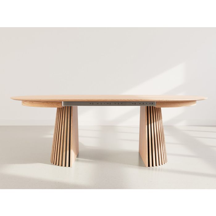 Freya - Mesa de comedor redonda extensible - Capacidad para 6 a 10 personas - Madera