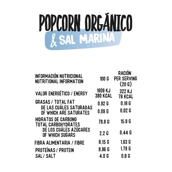 Bio popcorn a mořská sůl | 3 kusy