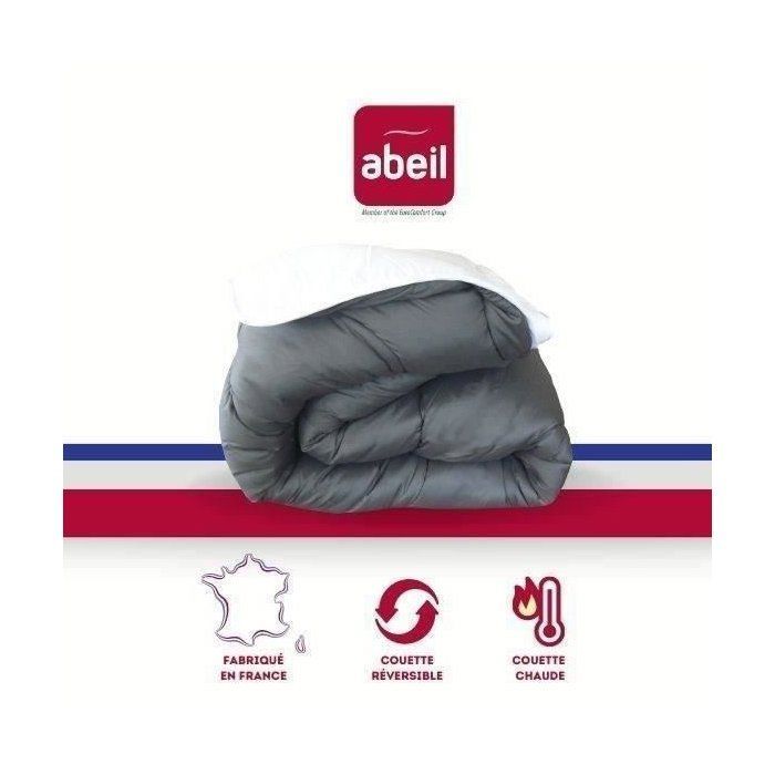 Piumino caldo bicolore ABEIL - 240 x 260 cm - Bianco e grigio