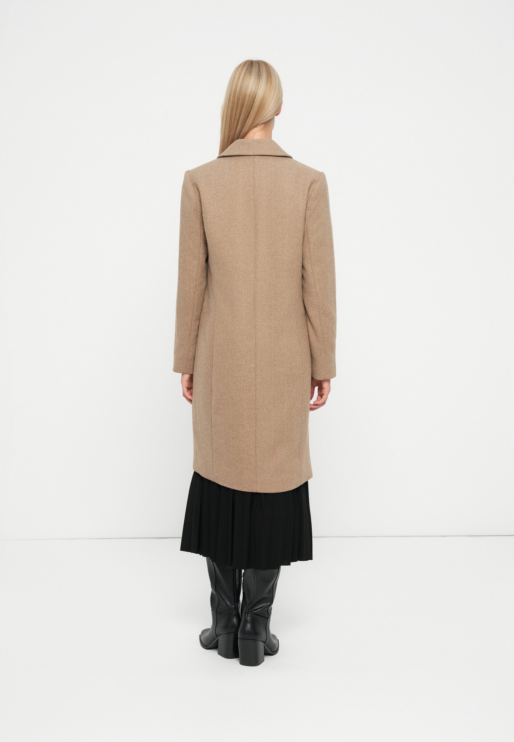 Vero Moda VMBLAZA HERRINGBONE LONG BOO - Klassieke jas - beige