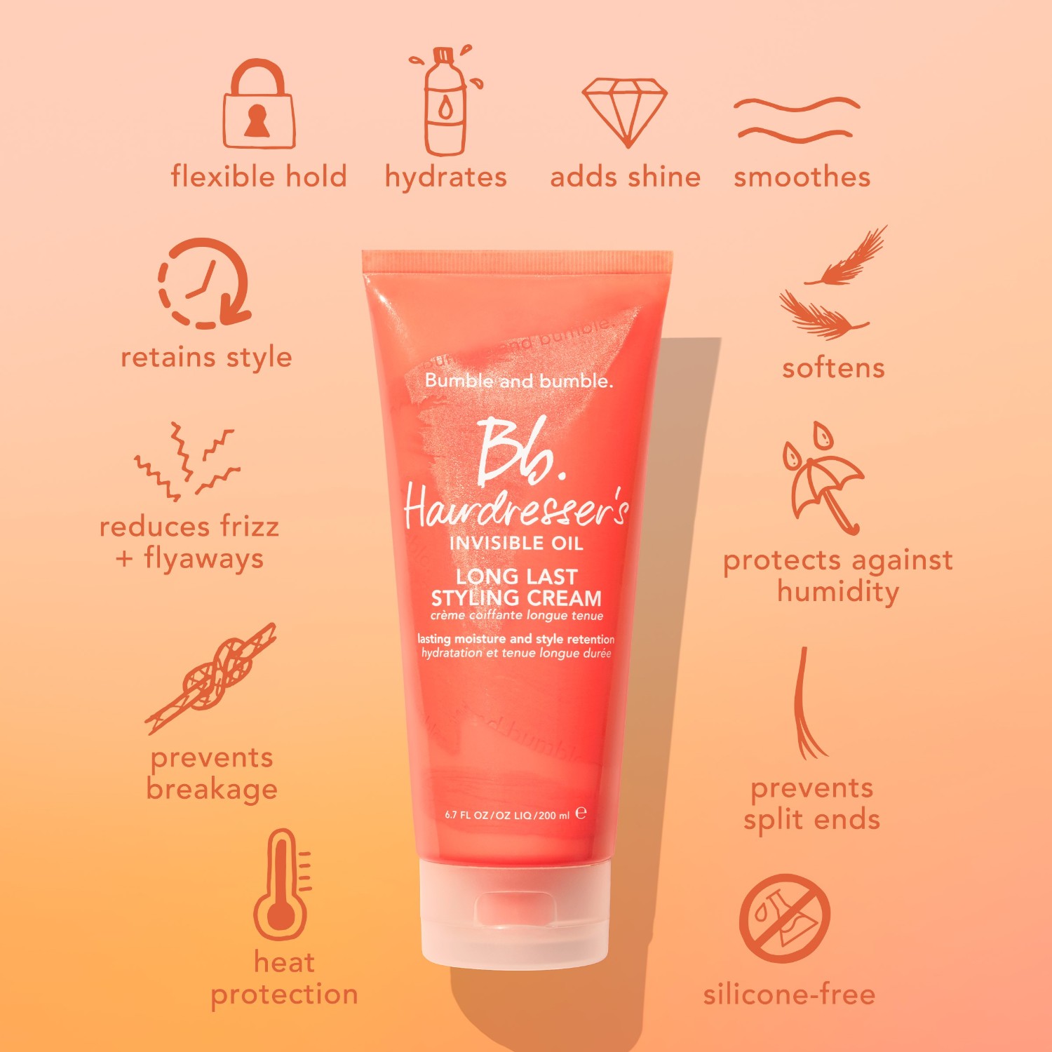 Bumble and bumble. Crème Coiffante Huile Invisible Coiffeuse Longue Tenue - 200 ml