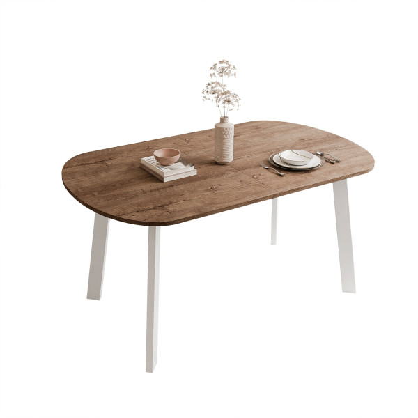 Stół rozkładany SANELLO 120/220 cm - dąb lefkas/białe nogi