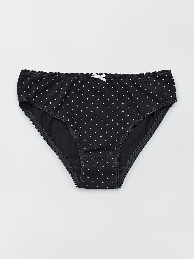 Jersey slips met strikpatroon - Set van 4 - Zwarte print