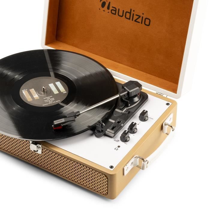 Turntable - AUDIZIO - RP119 - Bluetooth IN & OUT - Cream White Leather - Vintage