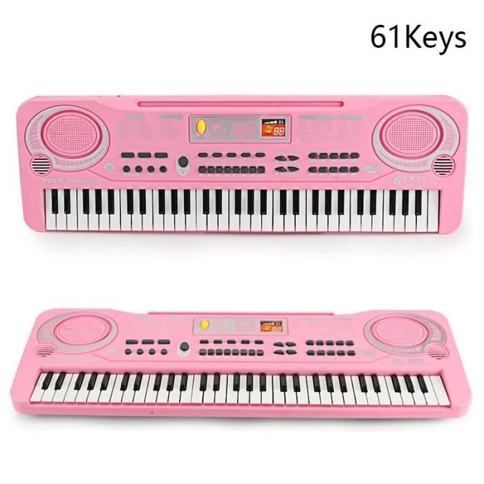 Elektronisches Piano-Orgel mit Mikrofon, tragbares Musikkeyboard für Kinder, 61 Tasten, programmierte Rhythmen, Geschenk für Mädchen