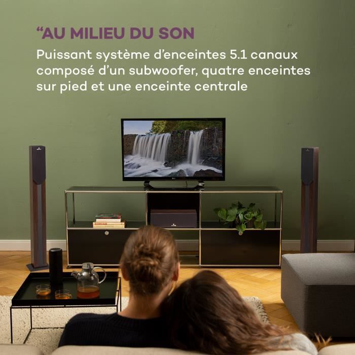 Sistema home cinema 5.1 - Auna - Suono surround - 190 W RMS - Bluetooth - USB - SD - AUX - Design in legno