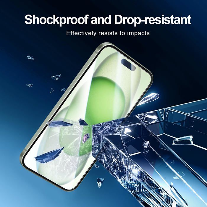 Kit de 6 piezas: 3 protectores de pantalla de vidrio templado para iPhone 15 Plus (6,7 pulgadas) y 3 protectores de cámara trasera - Kit de herramientas de fácil instalación.