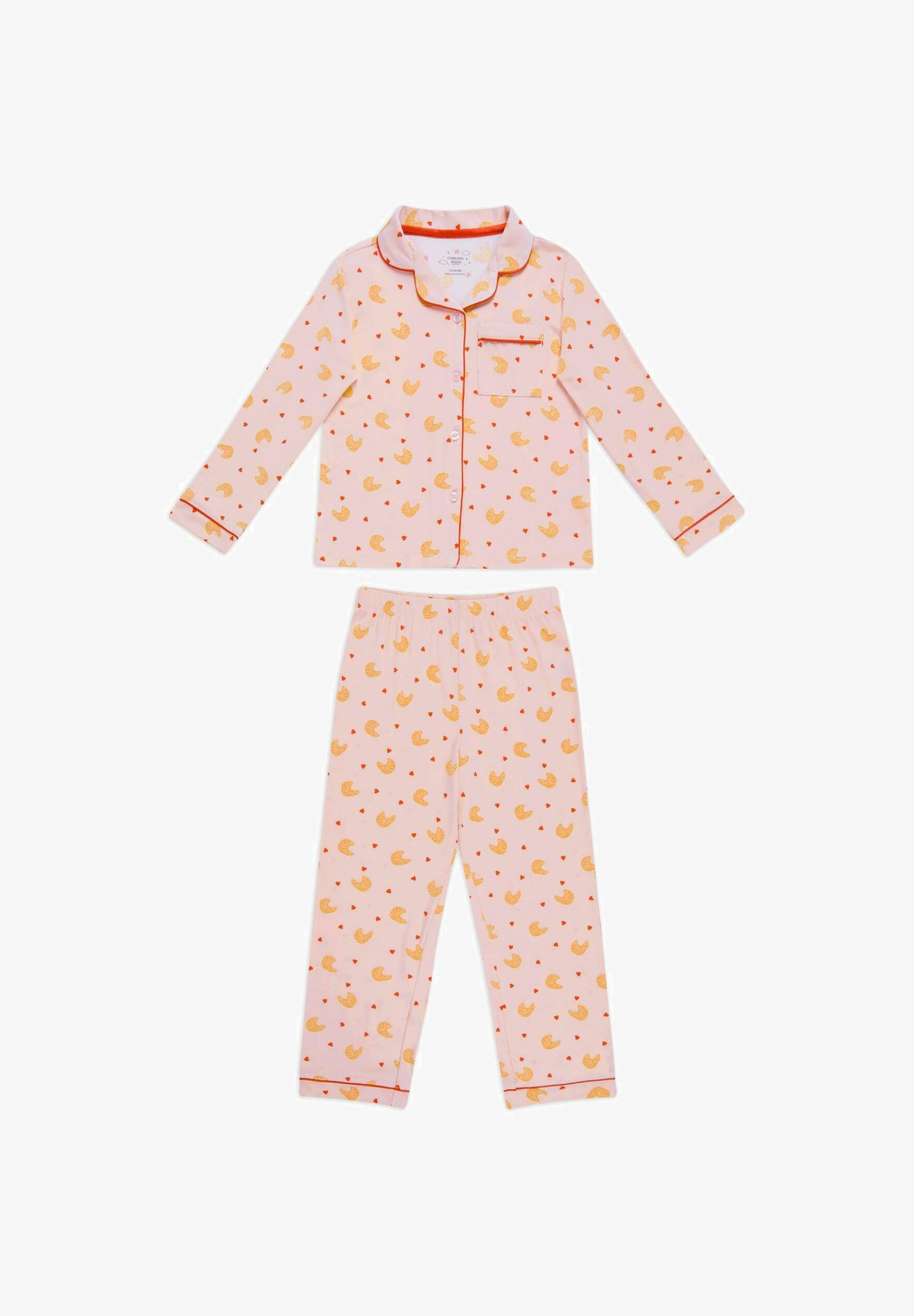 Completo pigiama Chelsea Peers con stampa croissant - rosa