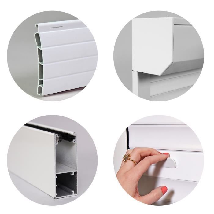 Volet roulant manuel à tirage pour porte L100 x H220 cm PVC -Coloris Blanc -