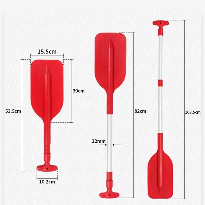 Telescopic paddle for teenagers, Adjustable canoe ramie for children, Water sports accessory with a handle, red