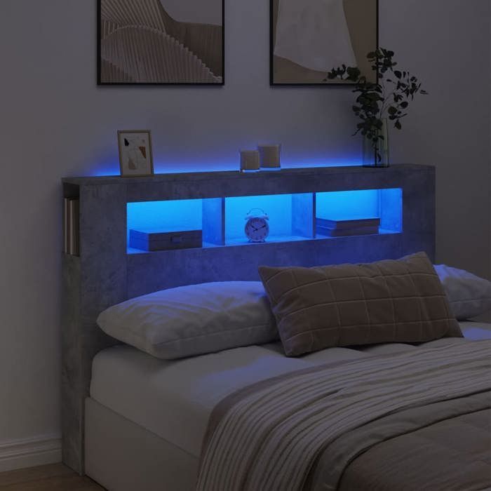 Cabecero LED vidaXL, cabecero para cama, accesorio para cama doble, muebles de dormitorio, gris 837354