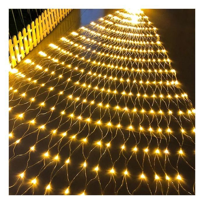 Cordão de luzes externas Rosnek 6x4m com 880 LEDs, plugue, à prova d'água IP44, 8 modos para Natal e jardim - Branco Quente