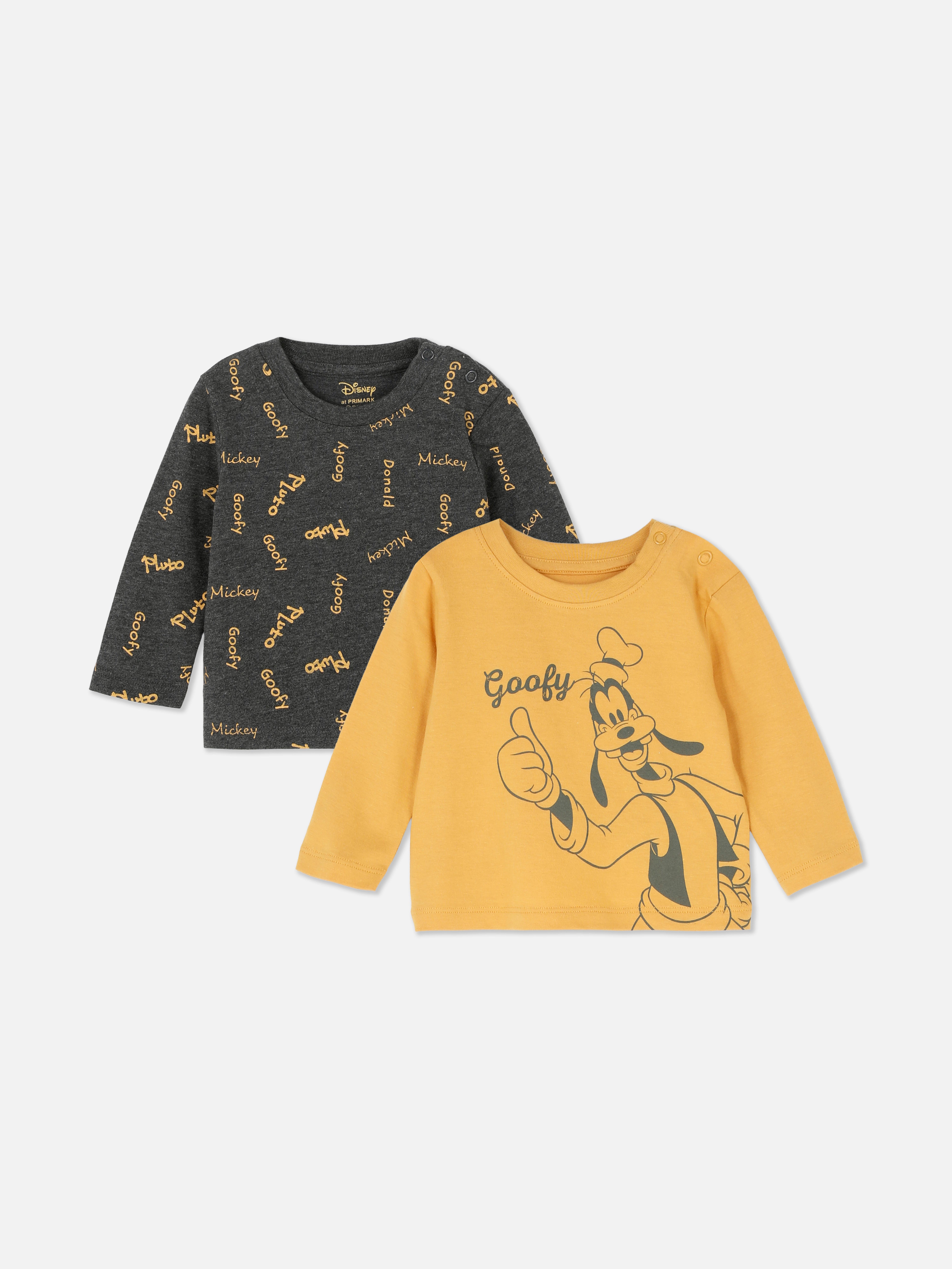 Tricou cu imprimeu Disney Goofy, set de 2. Aceste tricouri au un imprimeu Disney, mâneci lungi și tiv drept.