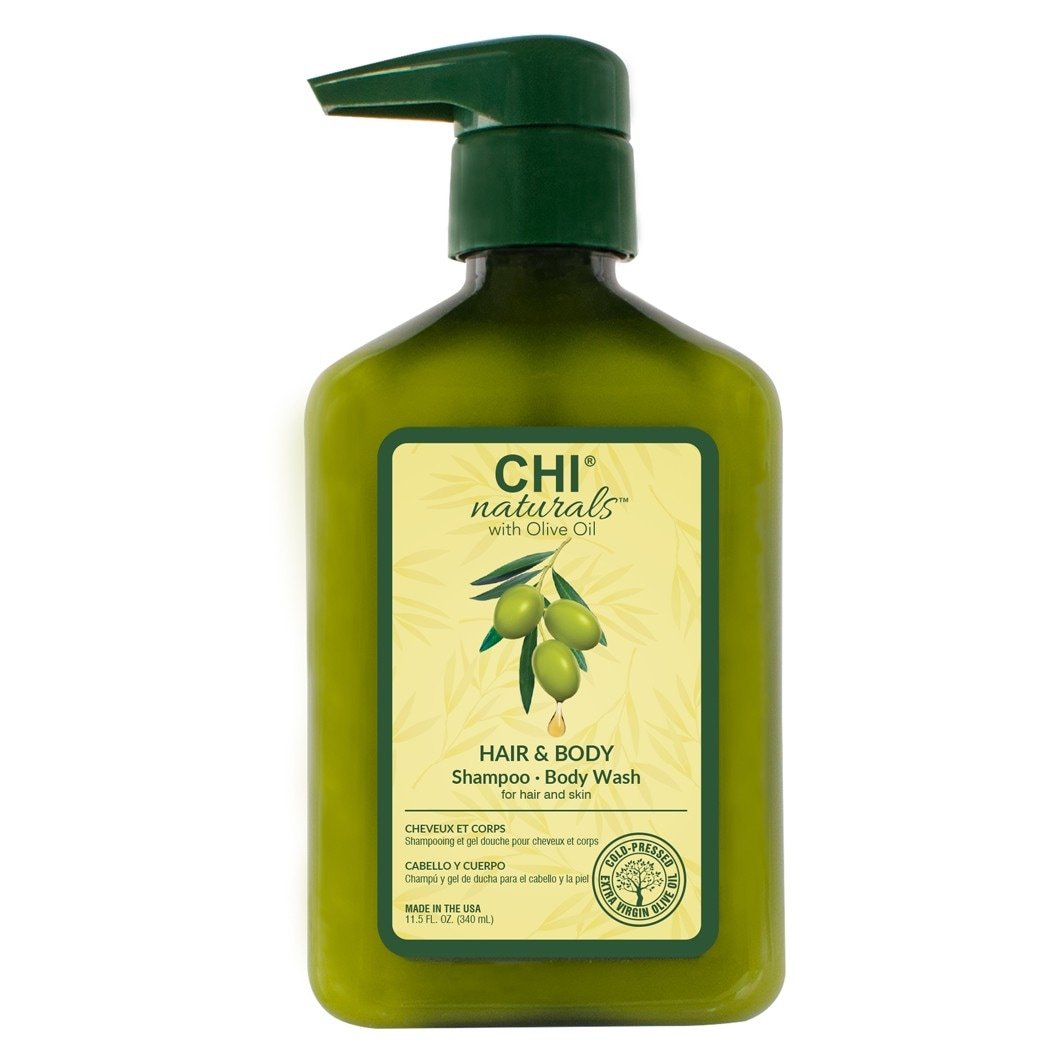 CHI Haar- und Körperwaschgel Naturals mit Olivenöl – Haarshampoo / Duschgel – 340 ml