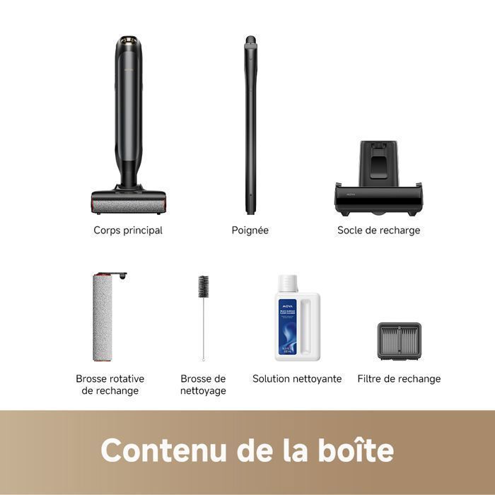 MOVA M10 Wet and Dry Vacuum Cleaner, 18kPa Suction Power, 180° Flat Beam, Flexible and 90° Swivel, 5 Min Warm Air Drying