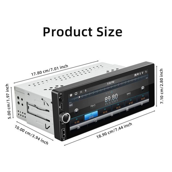 GEARELEC 6.9 Inch Car Radio with Wireless CarPlay, Android Auto, GPS, Bluetooth, WiFi, RDS, FM, 2+32GB
