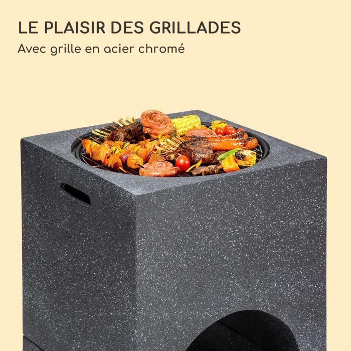 Blumfeldt Monolith Grill-Feuerstelle mit MGO-Grillrost und Stahlschale – Schwarz