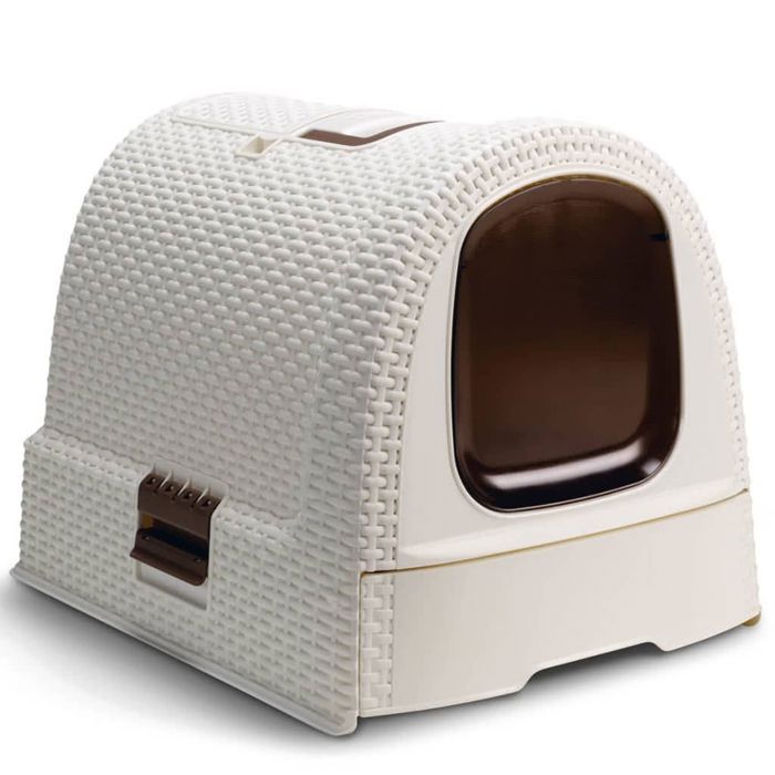 Arenero Curver para gatos, 51 x 38,5 x 39,5 cm, blanco.