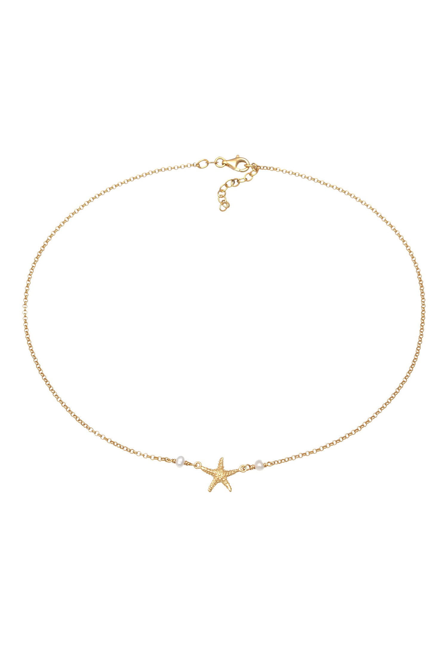 Elli Femmes Choker Étoile de mer Pendentif Plage avec Perle de culture d'eau douce en Argent Sterling 925 Plaqué Or