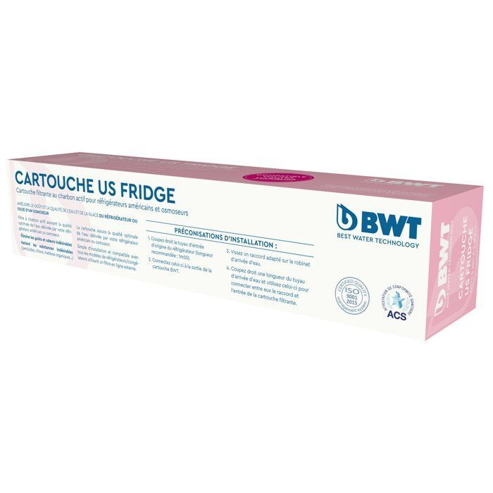Cartuccia a carbone attivo - BWT - Universale per frigoriferi/sistemi ad osmosi inversa - 10 µm - Migliora il gusto - Elimina odori, cloro e pesticidi