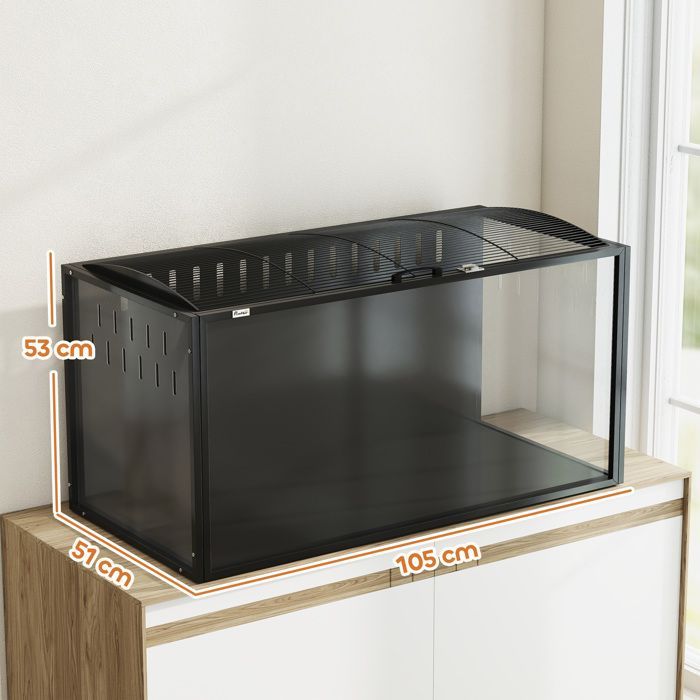 Cage à hamster - habitat pour rongeur - PawHut - acier et acrylique transparent vue panoramique et toit ouvrant - 105x51x53cm - noir