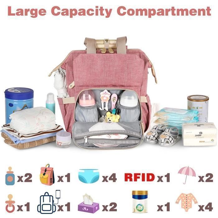Mochila para fraldas KENLUMO com trocador de fraldas integrado – Bolsa de viagem multifuncional impermeável de grande capacidade.