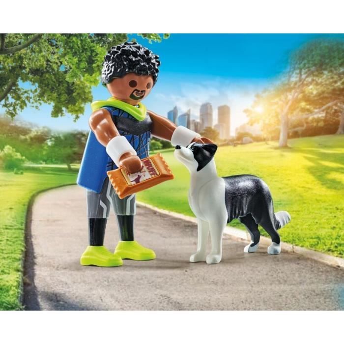 PLAYMOBIL 71740 Hombre atlético con Border Collie, Mi vida, 7 piezas, Para mayores de 4 años