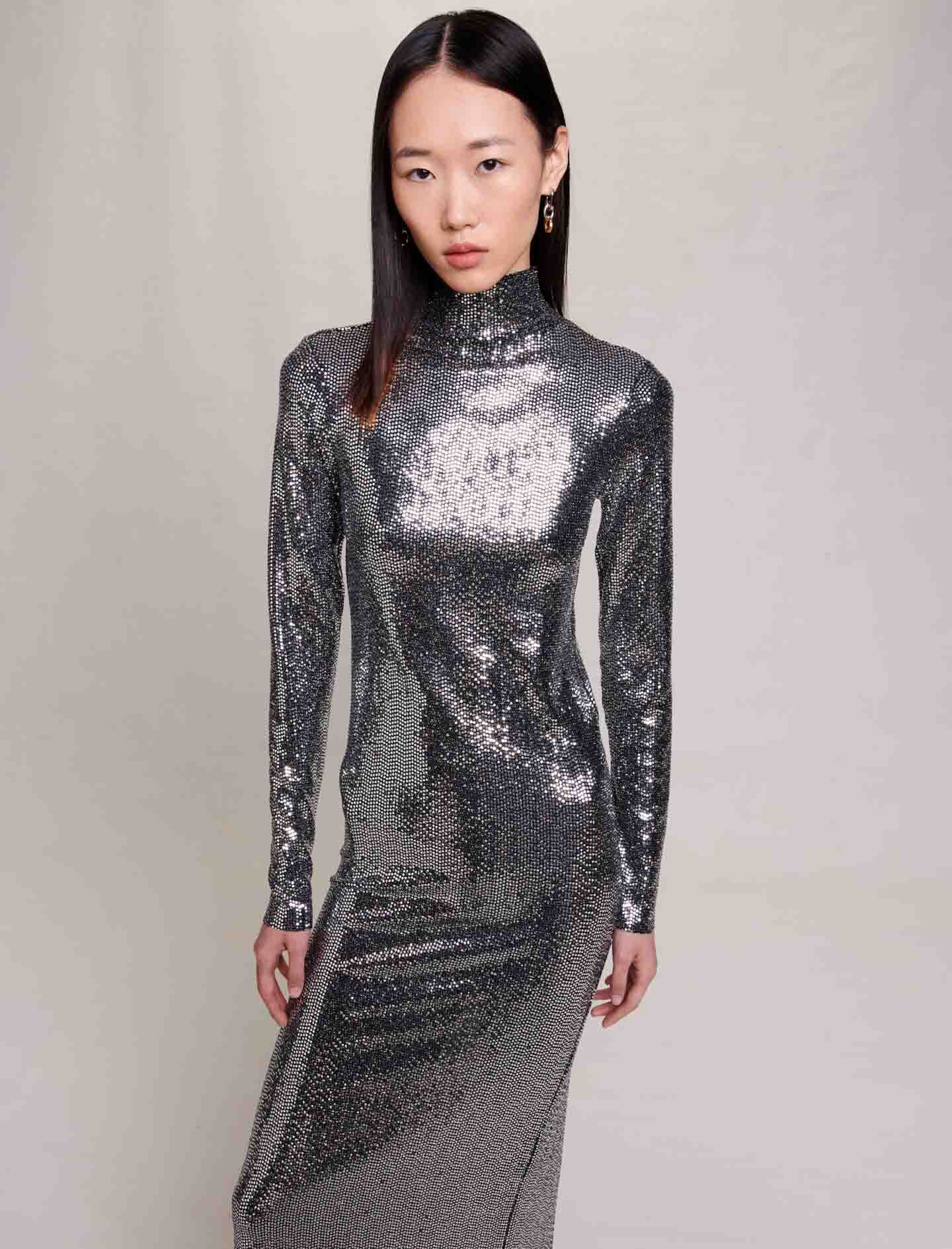 Rochie lungă strălucitoare - Argintie