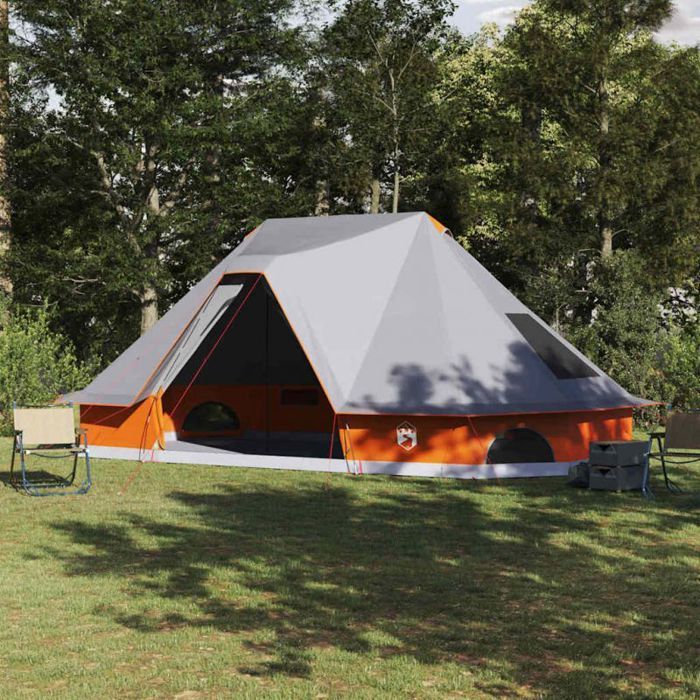 Tienda tipi familiar VIDAXL 680 x 430 x 270 cm - Gris/Naranja, tafetán de poliéster y malla