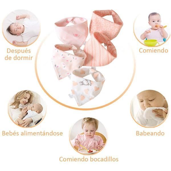 5-delige set baby bandana slabbetjes - AQSACOKIYA - Verstelbare knoop - 100% katoen - Modieus voor jongens en meisjes