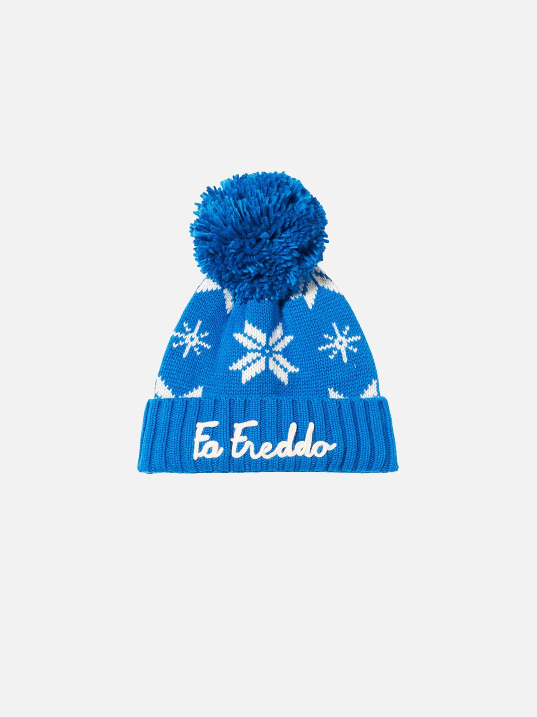 Gorro azul infantil con estampado noruego