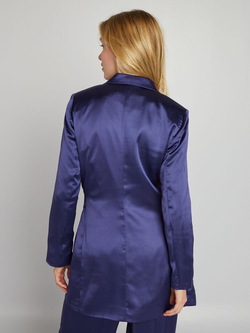 Chaqueta larga de satén - AZUL