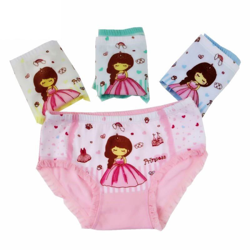 Lot de 3 culottes pour enfants, sous-vêtements féminins, jolis motifs de dessins animés.
