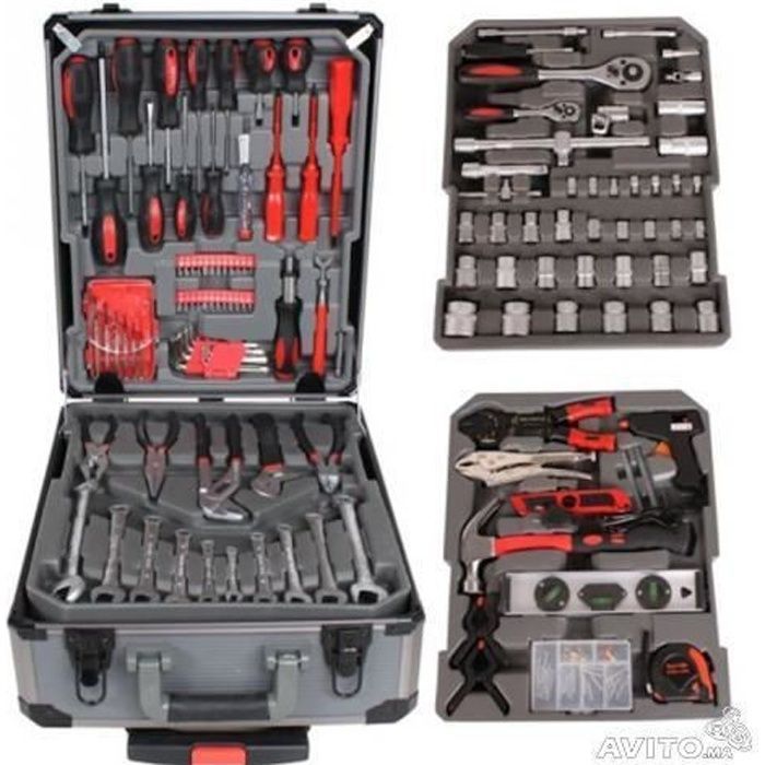 Caisse à outils - SWISS KRAFT - Valise en aluminium - 186 outils - Chrome vanadium - 4 compartiments