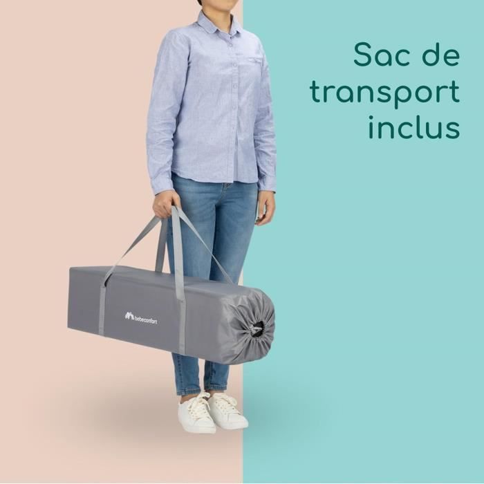 Lettino da viaggio BEBECONFORT Sweet Dreams, dalla nascita fino a 3 anni (fino a 15 kg) + borsa per il trasporto, grigio minerale