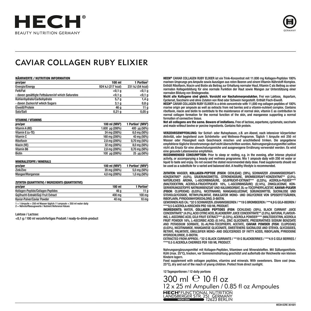 HECH dodatak prehrani KAVIJAR KOLAGEN RUBY ELIKSIR - 300 ml